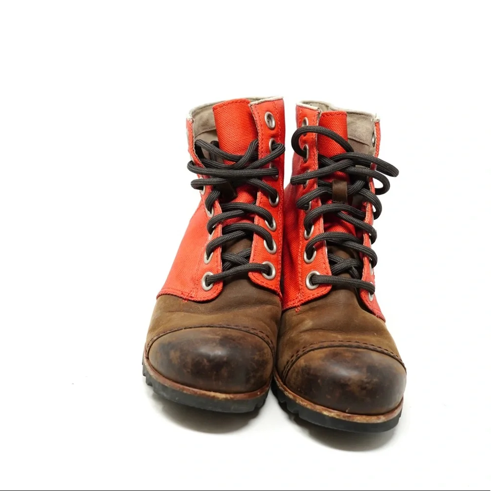 Sorel PDX 1964 Premium Wedge Boots Womens 6 Red Brown Heeled Shoes NL2796-012 - Picture 3 of 10